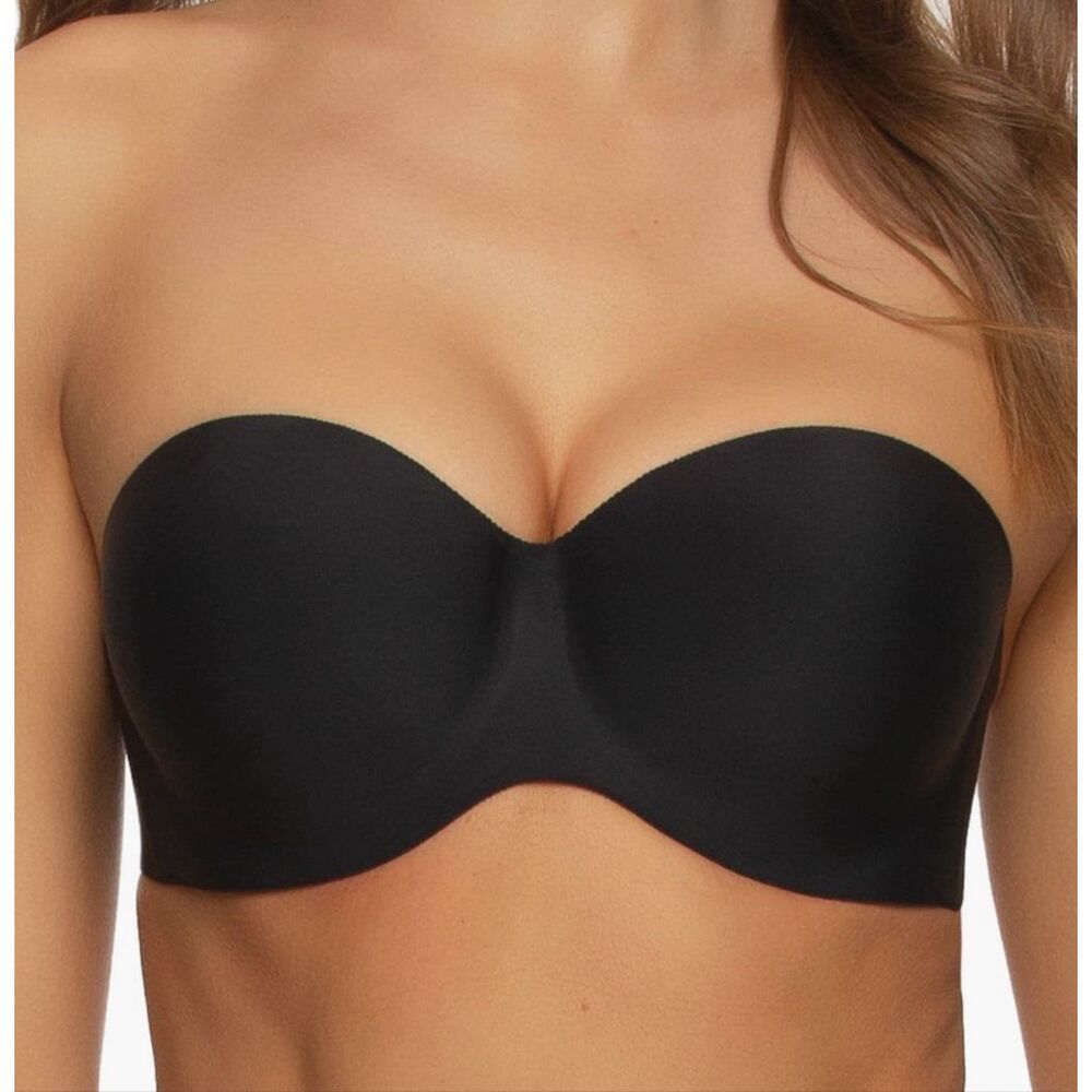 Felina Hint of Skin Underwire Strapless Seamless Bra Black 36B NEW